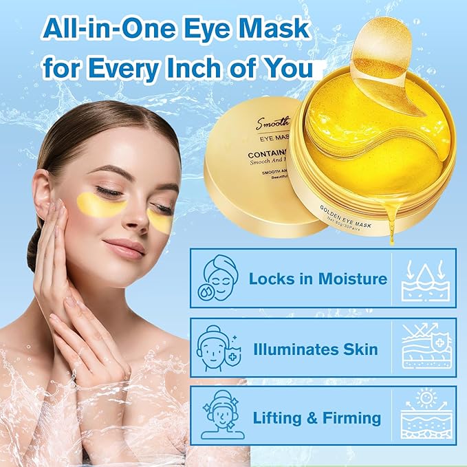 Lktvys Gold Eye Patches 2-Pack (120 PCS) - Anti-Wrinkle & Firming Under Eye Gel Mask, Instantly Brighten Dark Circles, Luxury Collagen Treatment for Women, Wrinkle Patches for Eye Area