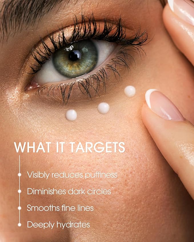 TTLALA Eye Cream with 6% High-purity Caffeine & 1% Bakuchiol, Under Eye Cream for Dark Circles, Puffiness, Fine Lines, Anti Aging, Wrinkles, Eye Bags Treatment for Women & Men with 360° Roller, 0.57oz