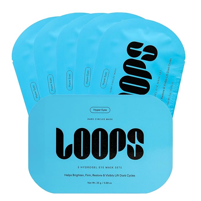LOOPS Hyper Smooth Eye Hydrogel Eye Masks, Hydrate, Nourish and Help Reduce Dark Circles for Refreshed Eyes - Reduces Signs of Puffiness and Fortify Your Eyes - Moisturizing Under Eye Patches - 5pc