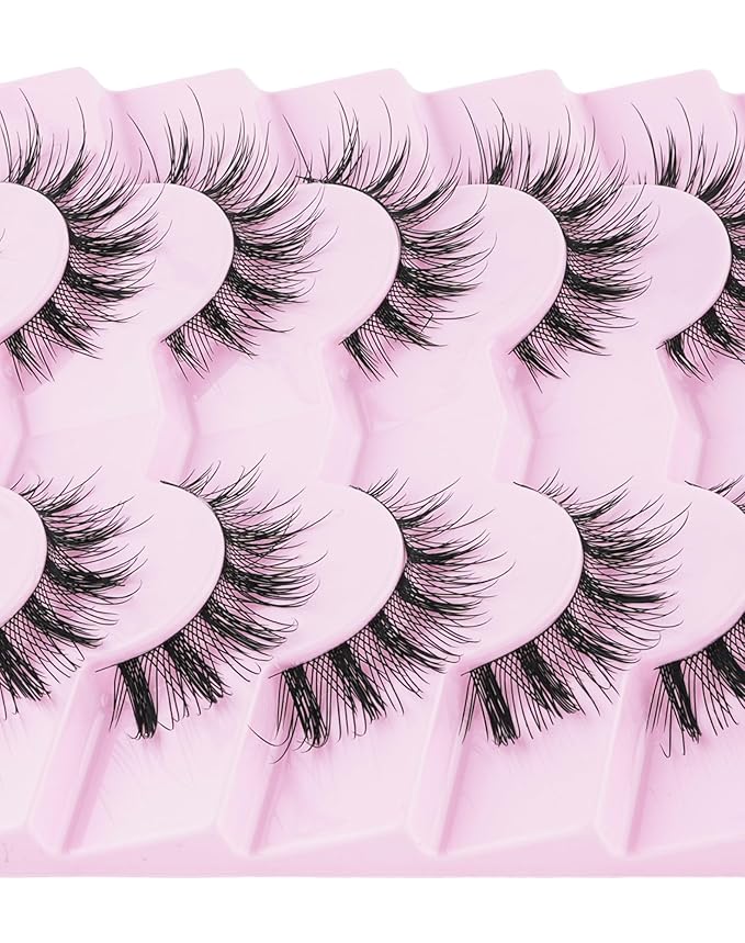 Manga Lashes Natural Look Anime Lashes Cosplay Fake Lashes 3D Wispy Eyelashes Asian False Eyelashes Japanese Eye Lashes Manhua Lashes Pack 7 Pairs Manga03