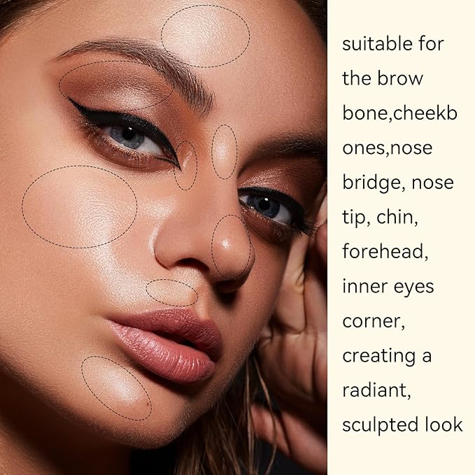 K'APEINE Face Highlighter Palette, Pearl Shimmer Single Glitter Eyeshadow High Glossy Face Makeup Palette Natural Sparkling Highlighter Makeup Palette Smooth Baked Lasting Shining Makeup Kit-02
