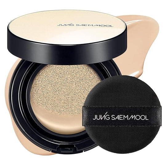 JUNG SAEM MOOL Essential Skin Nuder Cushion | Natural Finish, Buildable Coverage Cushion Foundation by Korean Makeup Artist (Refill Not Included, 0.49 Fl Oz, SPF 50), 19 N-Light