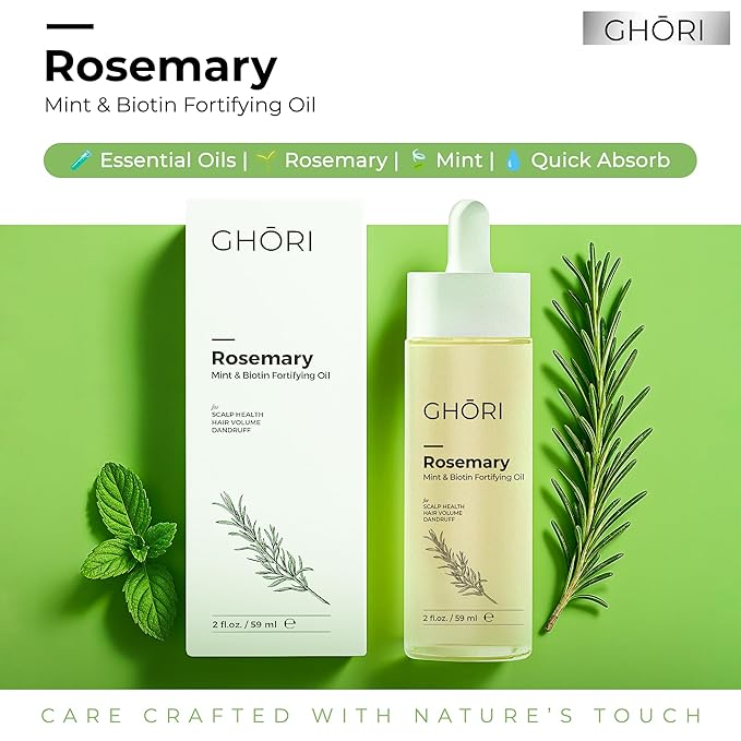 Rosemary, Mint & Biotin Fortifying Hair Oil | Stimulates Hair Growth & Strengthens Follicles| Essential Oils for Healthy Scalp | Fast-Absorbing, Silicone-Free | 2 fl oz (59ml)