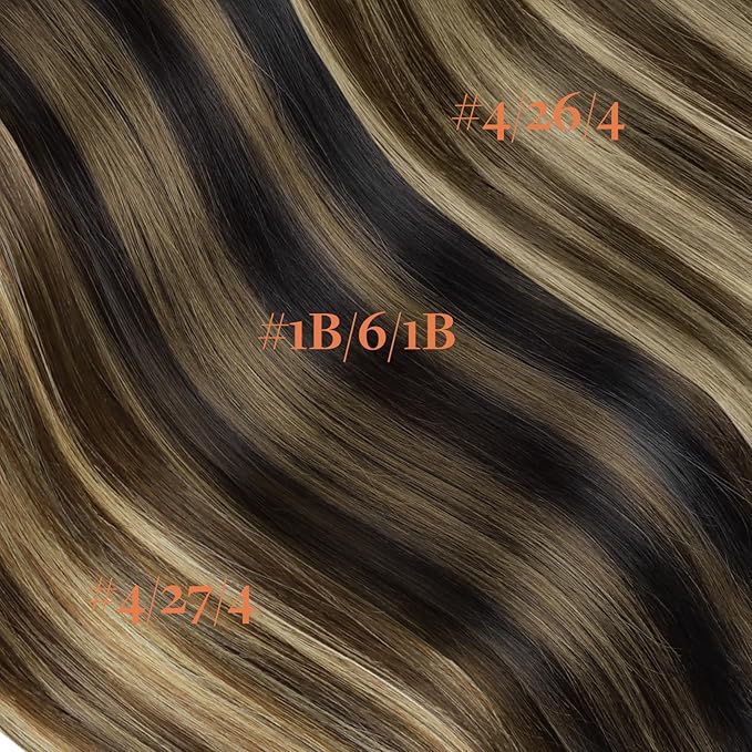 GOO GOO Invisi Edge Clip in Hair Extensions Set, 14inch 130g, 4pcs Injected Seamless PU Clip ins and 5pcs Classical PU Clip ins, Virgin Real Human Hair, #(T4B/26) P4B