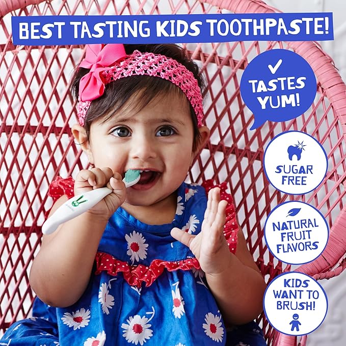 Jack N' Jill Natural Toddler Toothpaste - Fluoride Free Training Toothpaste for Toddlers 1-3, 40% Xylitol, BPA Free - Strawberry & Raspberry, 1.76 oz (2 Pack)
