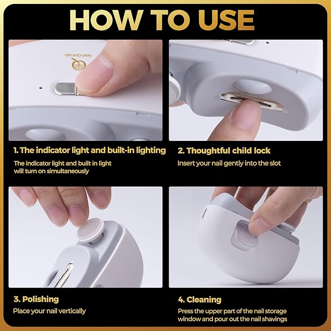 Automatic Nail Clipper – Electric Nail Trimmer & Polisher for Adults, Seniors, Babies, Men & Women – Smart, Safe & Travel-Friendly with Free Heavy-Duty Toenail Clipper