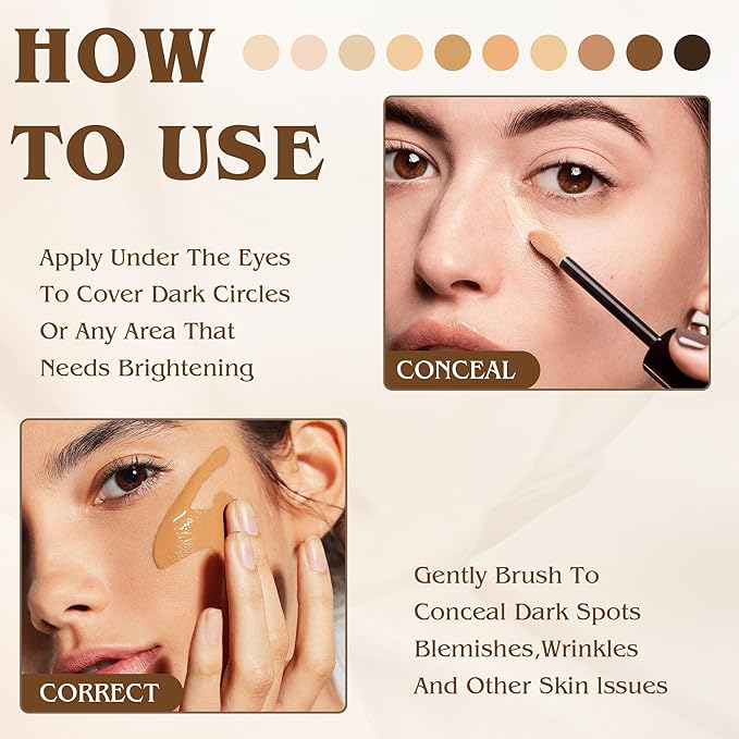 Under Eye Concealer, Full-Coverage Concealer Foundation Makeup for Older Women, Covers Blemishes & Under-Eye Circles, Spots, Matte Finish, Redness & Discoloration, Vegan & Cruelty-Free A07#Tan Begie
