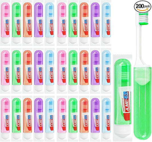 Traveling Toothbrush and Toothpaste 3gram,Disposable Toothbrushes Mini Toothbrush With Toothbrush Cover,Bulk Toothbrush And Toothpaste,Folding Toothbrushes Camping Toothbrush For Camping,Hiking (200)