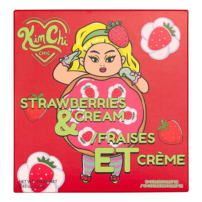 KimChiChic Beauty Donut Collection Eyeshadow Palette - 16 Matte, Pigment, & Glitter Shadows, Versatile for Day to Night Looks, Cruelty Free, Strawberries & Cream
