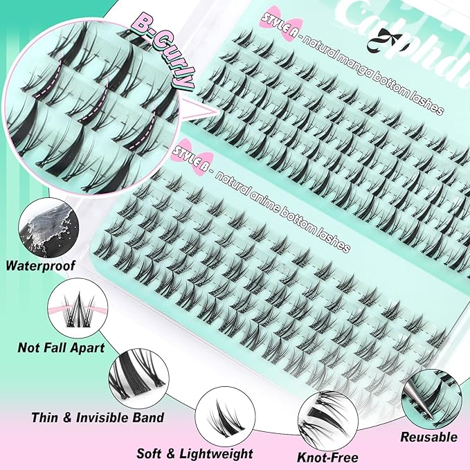 calphdiar Bottom Lash Clusters Fairy Lashes Clusters Manga Bottom Eyelash Clusters Natural Bottom Lash Extension 5-7mm Individual Lashes 2 Styles Anime Lower Eyelash Extensions Bottom Cluster Lashes
