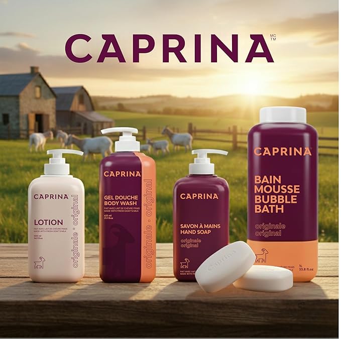 Caprina Fresh Goat’s Milk Body Wash, ORIGINAL Formula, 625 ml, Moisturizing Cleanser for Normal Skin, Gentle Daily Hydration