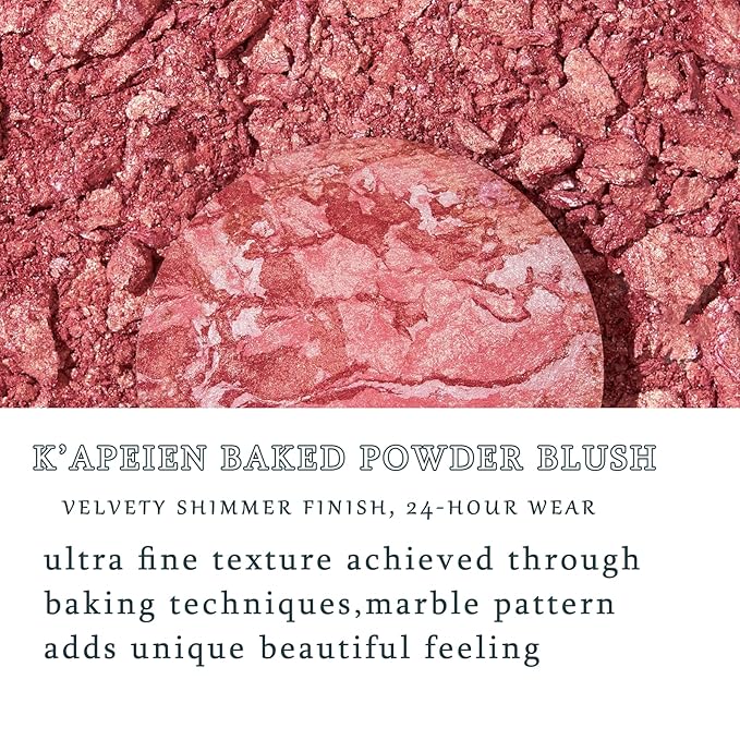 K'APEINE Baked Blush, Light Pink Single Powder Blush for Cheeks Shimmer Silky Smooth Pressed Powder Blushes Highly Pigment Makeup Palette Long-Lasting Face Makeup for Women Beauty for Festivals-02#