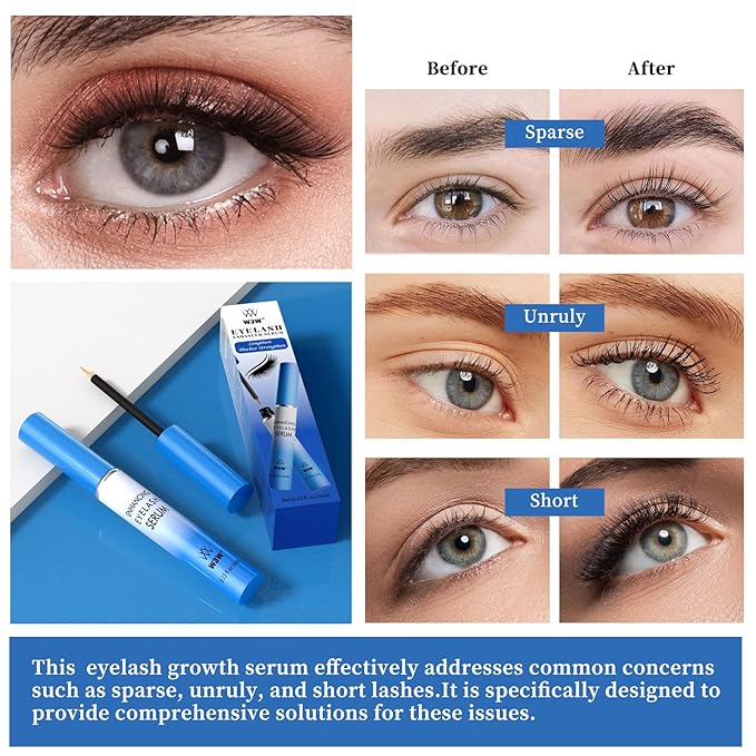 W3W Eyelash Growth Serum – Peptide Lash Enhancer for Longer, Thicker Lashes & Brows – Clinically Proven Natural Botanical Formula with Myristoyl Pentapeptide-4 & Helichrysum Extract (4ml)