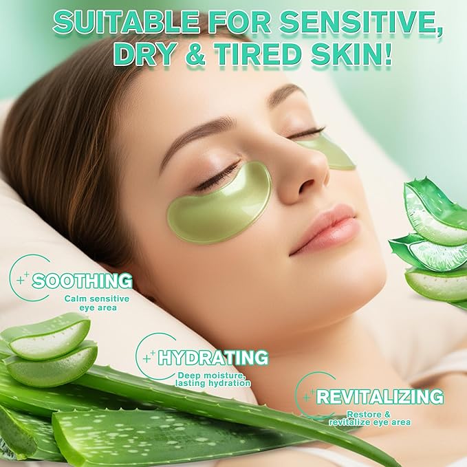 Belluxe 2 Pack Aloe Vera Eye Mask – 60 Pairs, 120pcs | Soothing & Hydrating Eye Gel Patches for Dark Circles & Puffiness, Gentle Eye Care for Sensitive Skin
