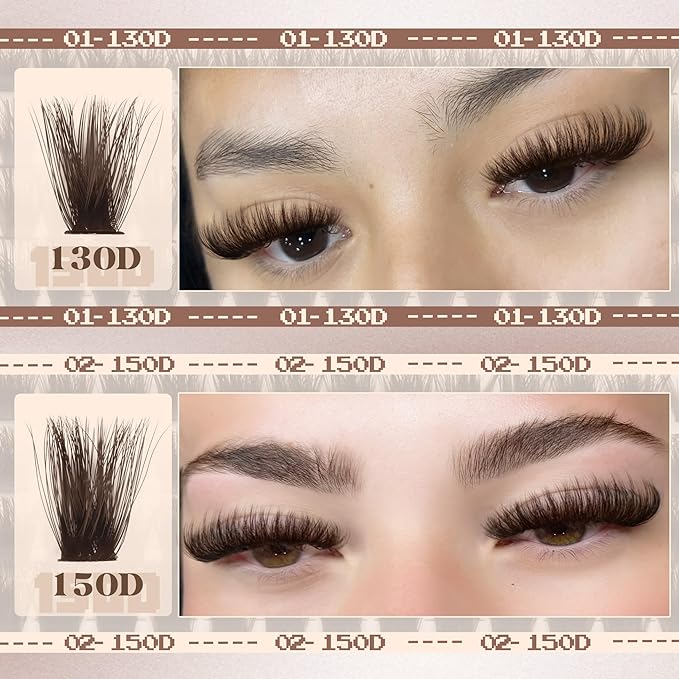 Brown Lash Extensions Gently Fluffy Eyelash Clusters Dark Brown Lash Clusters Clusters Salon Eyelash Extensions 130D 150D 180D 200D Volume Lashes Value Pack Pestañas Postizas Marrón (208Pcs, 10-16MM)