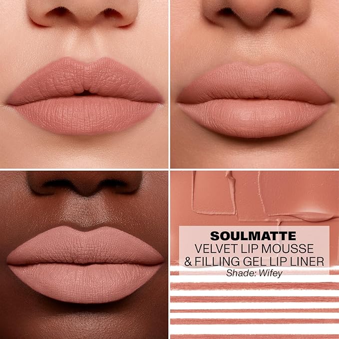 Morphe Soulmatte Velvet Lip Mousse Matte Lipstick - Air-Whipped, Soft Matte Lip Makeup with Vitamin E to Hydrate, Soften and Smooth Lips - Wifey (0.128 Oz)