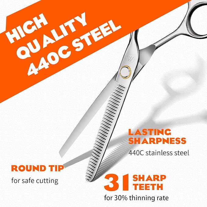 Sirabe HIGH-END Professional Hair Cutting Scissors Thinning Shears Set-Ultra Sharp Blades for Precise Cut - Barber Haircut Scissors Hairdressing Texturizing Hair Shears Kit for Salon Hairstyling Home