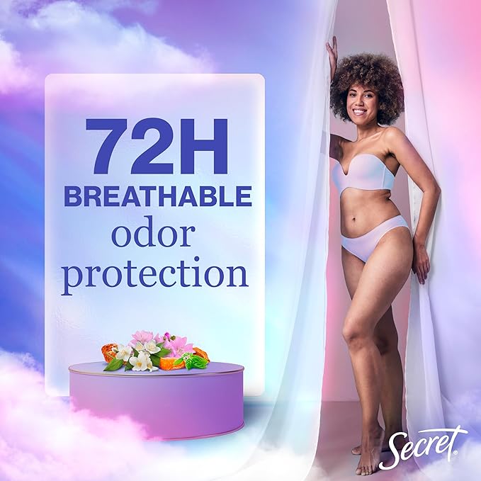 Secret Fresh Antiperspirant Deodorant for Women, 72hr Breathable Sweat & Odor Protection, Instant Freshness & Gentle, PH Balancing Minerals, Clear Gel, Mountain Air Scent, 2.6 oz