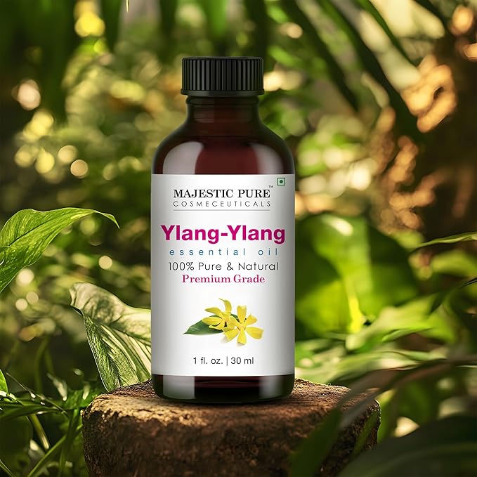 Majestic Pure Essential Oil with Glass Dropper - 100% Pure and Natural - Essential Oils for Diffuser, Aromatherapy, Soap and Candle Making, Ylang Ylang Essential Oil, Ylang Ylang Oil, 1 Fl Oz