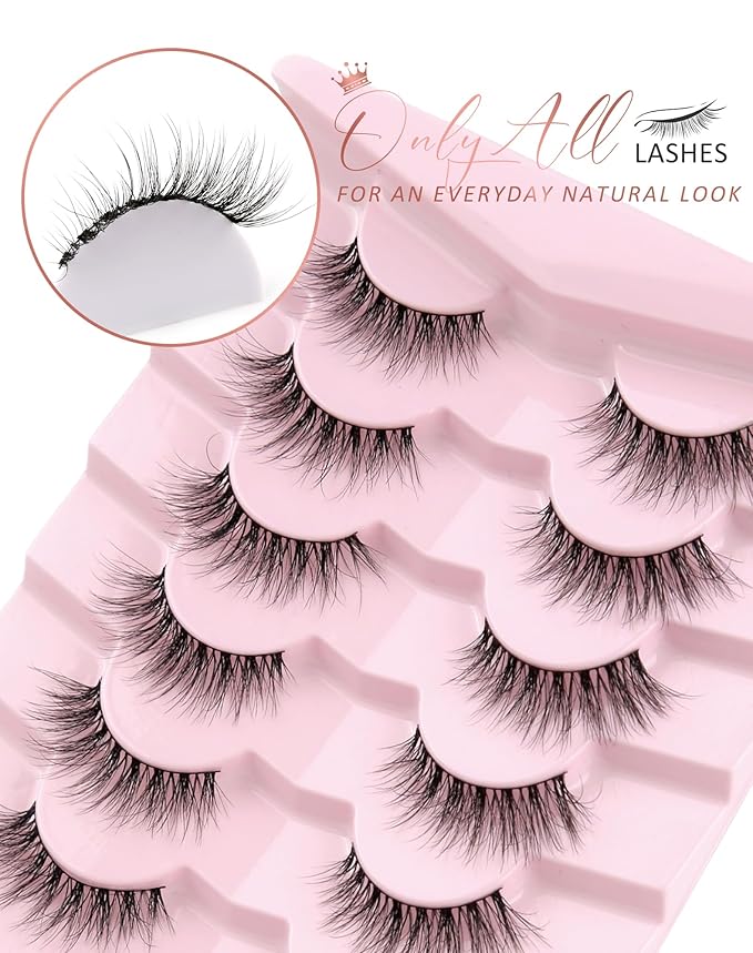 Onlyall False Lashes Natural Look False Eyelashes Natural Lashes Wispy Eyelashes Fake Eyelashes Strip Lashes Fake Lashes 14mm Lashes D37