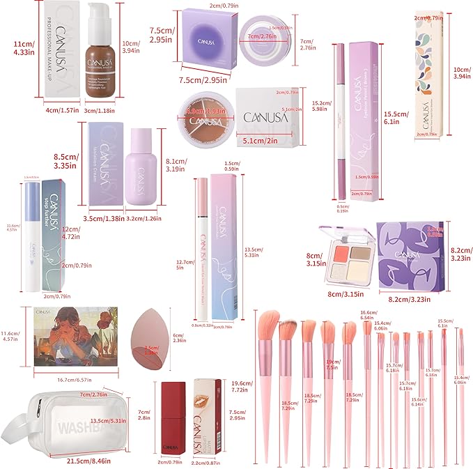 26Pc Full Face Makeup Set Gift Surprise for Women Cosmetic Essential Starter Bundle Include 24 Colors Eyeshadow Palette, Lipstick,13-NI-1 glamour-brush set. Pack Flawless (DEEP-SAND D1b, ONE SIZE)