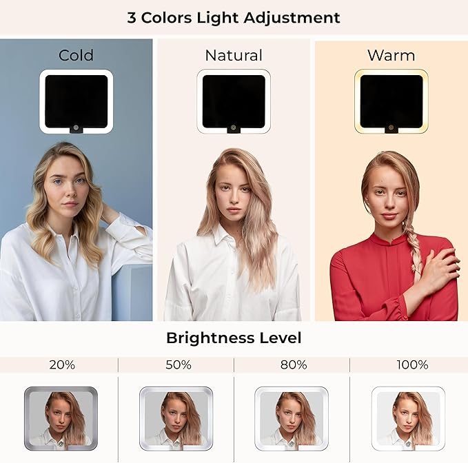 BeautyOnBoard Makeup Bag with LED Mirror, PU Leather Makeup Case - 3 Adjustable Brightness Levels, Lighted Cosmetic Case with Mirror, Dividers - Make Up Portable Storage Travel Organizer with Handle
