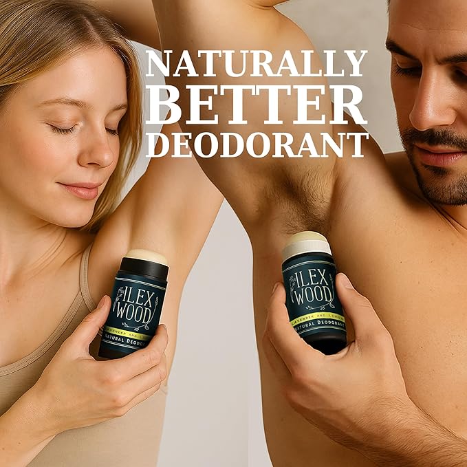 The Ilex Wood Natural Deodorant - 2.4fl oz. Handmade, Aluminum Salt Free, Plastic Free, Cruelty and Alcohol Free, Vegan, Eco Friendly Cardboard Tube – Lavender and Lemon (Fresh and Floral)