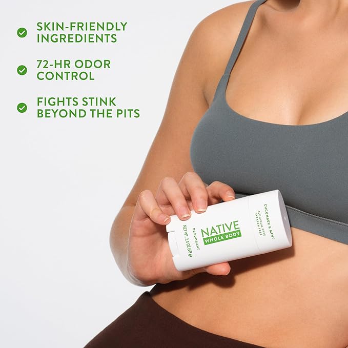 Native Whole Body Deodorant Stick Contains Naturally Derived Ingredients, Deodorant for Men and Women | 72 Hour Odor Protection, Aluminum Free with Coconut Oil and Shea Butter | Cucumber & Mint