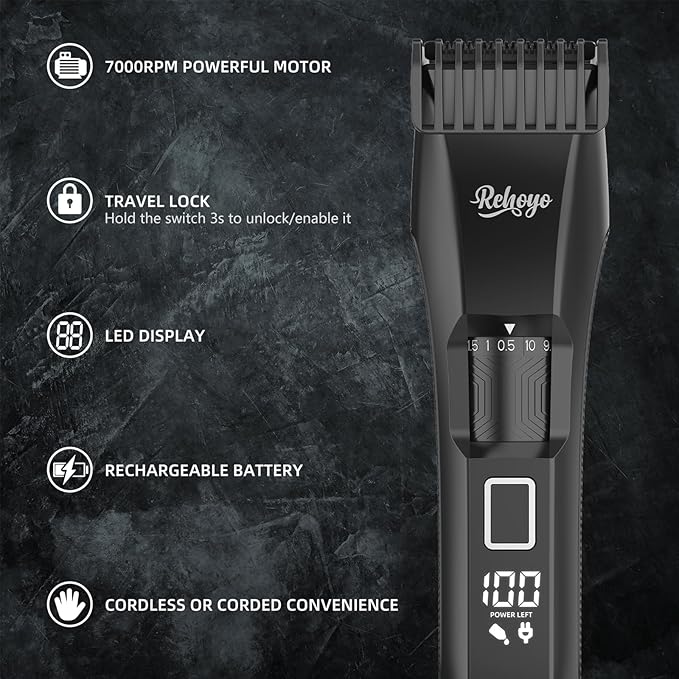 Beard Trimmer for Men Adjustable: Professional Cordless Trimmer with 20-Length Dial – Waterproof Hair Clippers w/Stainless Steel Blades for Beard, Mustache & Face Grooming – Gifts for Dad & Him
