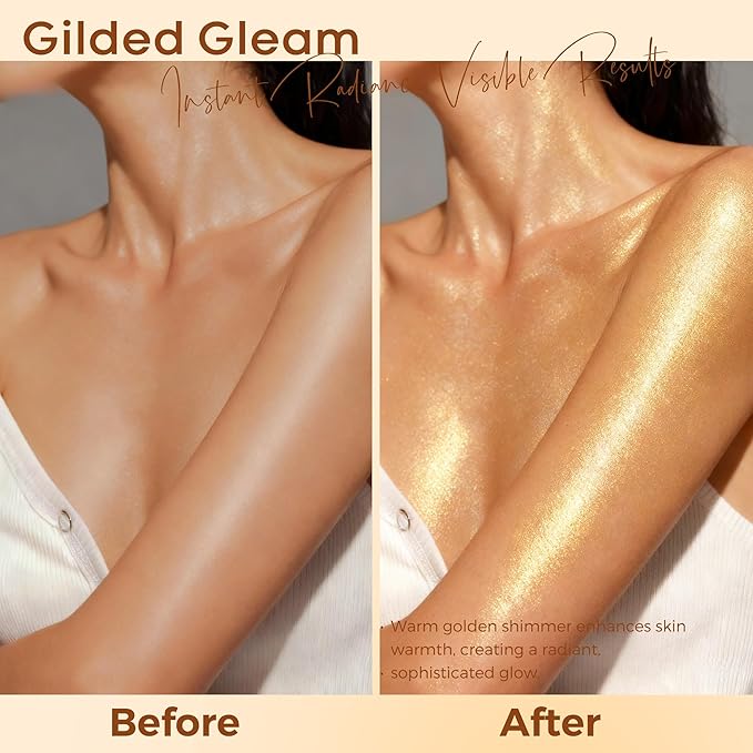 BEPHOLAN Highlighter Powder,High Gloss Glitter,Sparkling Powder Makeup for Face and Body - High-Pigment Shimmer Makeup, Long-Lasting & Buildable（Gilded Gleam 10g）