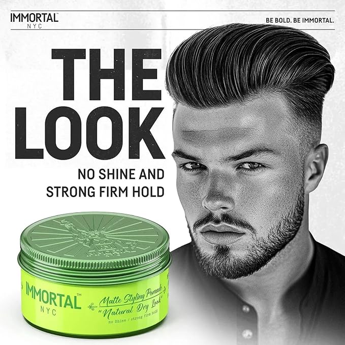 Immortal NYC Natural Dry Look Hair Wax - 8 out of 9 Holding Ability, Matte Finish - All Natural Water-Based Hair Wax for Men - No Residue, All Hair Types