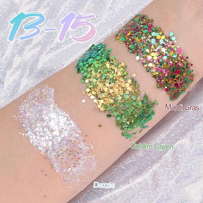 Dazzle Body Glitter Stick, Gel Face Glitter for Women and Girls, Gel Formula Hair Accessories for Festival Concert Party Makeup, Stage Performance Cosplay Costume Events