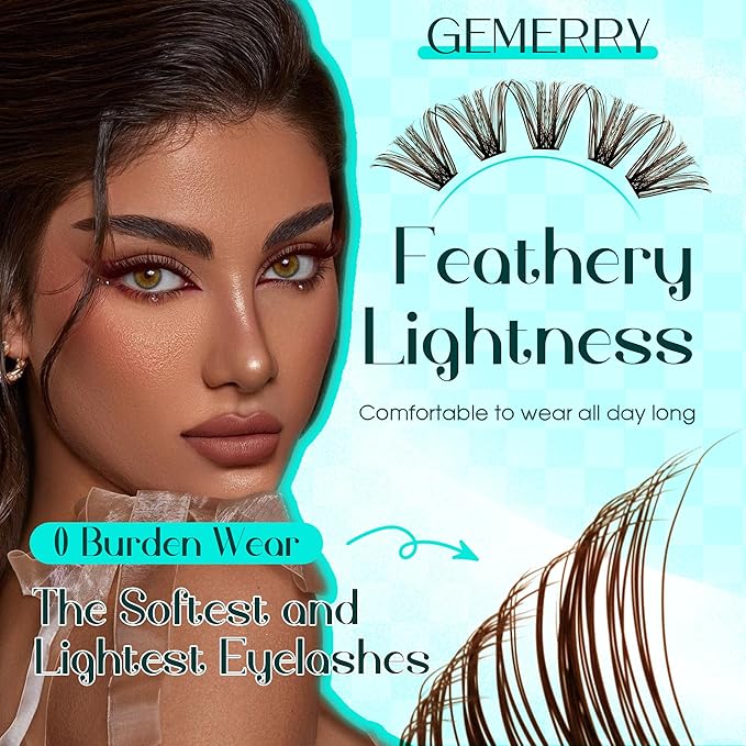 Brown Lash Clusters 280PCS Eyelash Clusters Natural Looking Individual Lash Extenison Fluffy Cluster Lashes DIY Lashes at Home by GEMERRY（40P-10-18mm-Brown)