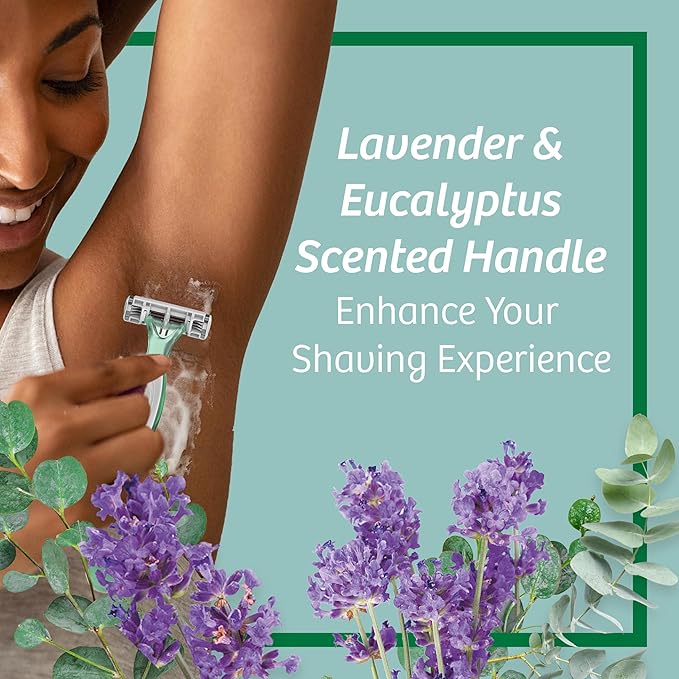 BIC Soleil Escape Scented Women's Disposable Razors, 3 Blades, Comfortable Shave, Lavender & Eucalyptus Scented Handle Shaving Razors for Women, 4 Count (Pack of 2)