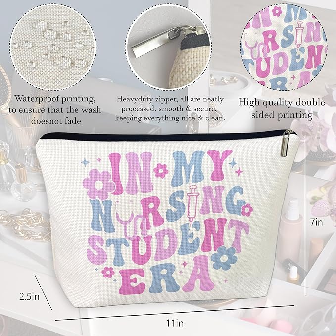 CLHHM Nursing Gifts In My Nursing Student Era Makeup Bag, Cosmetic Bags Nurse Gifts for Women Nurse Practitioner Gifts for Clinicals