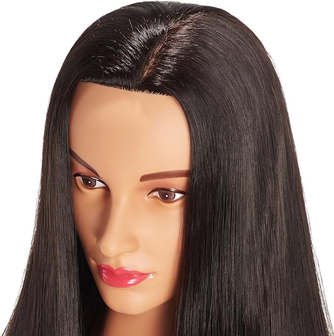Hairingrid 26"-28" Mannequin Head Hair Styling Training Manikin Cosmetology Doll Head Synthetic Fiber Hair and Free Clamp Holder (Black)