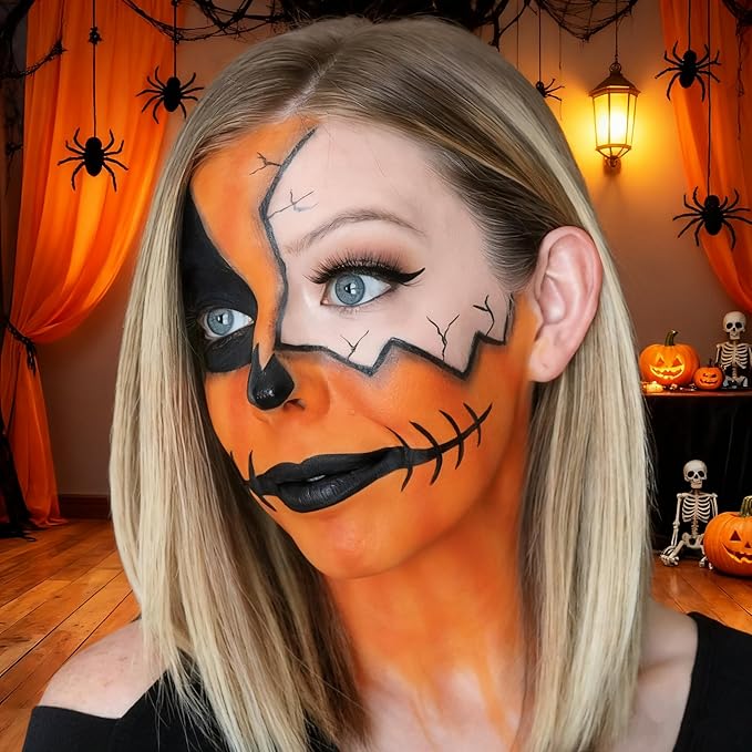 Go Ho Orange Face Paint,Waterproof Oil Based Eye Black Stick,Orange Face Body Paint for Starfire Festivals Halloween Cosplay SFX Pumpkin Makeup