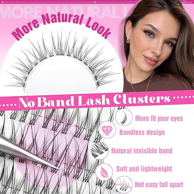 Natural Lash Clusters Kit Wispy Lash Extension Kit Bandless Eyelash Extension Kit C Curved Eyelash Clusters Soft and Lightweight Individual Lashes 168pcs Cluster Eyelash Extensions Kit by Lanflower