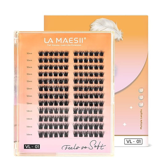 144Pcs Lash Clusters, Volume Eyelash Clusters, C Curl 10-14mm Individual Lashes Eyelash Extension,Large Tray(PL01)