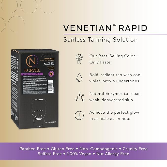 Norvell Premium Professional Sunless Tanning Spray Tan Solution - Venetian One, 1 Gallon/128 fl.oz.