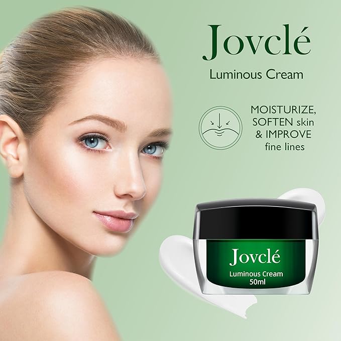 Jovclé Luminous Hydrating Face Cream for Dry & Sensitive Skin, Lightweight Moisturizer with Centella Asiatica, Astragalus, Ginseng & Osmanthus, 1.69 fl. Oz