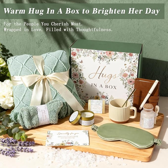 GIFTINBOX Gift Baskets for Women, Valentine's Day Birthday Gifts for Women, Get Well Soon Gift After Surgery, Spa Care Package, Self Care, Sympathy Gift Baskets Thinking of You for Mom, Sister, Wife