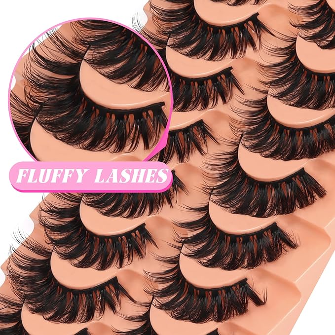 Veleasha Lashes D Curl Dramatic Lashes Fluffy Faux Mink Eyelashes V Shape Volume Eyelash Thick 11-18MM 3D Effect False Eyelashes (6D33)