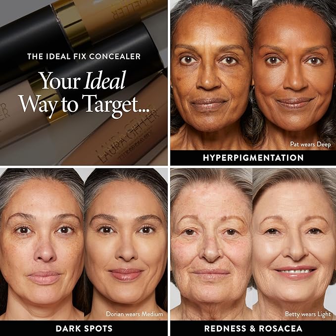 LAURA GELLER NEW YORK The Ideal Fix Concealer - Golden Medium - Buildable Medium to Full Coverage Liquid Concealer - Covers Under Eye Dark Circles & Blemishes - Long-Lasting