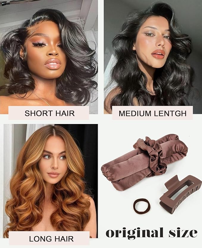 Satin Heatless Hair Curler Curling Rod Set - Soft Jumbo Large Flexi Rods Hair Rollers Curlers to Sleep In for Women, No Heat Heatless Curls Overnight Blowout Rods for Long Hair Volume Blowout Look