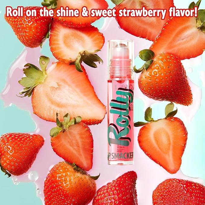 Lip Smacker Rolly Lip Gloss, Classic Roller-Ball Design for a Cooling Sensation, Hydrating & Moisturizing Shine - Strawberry