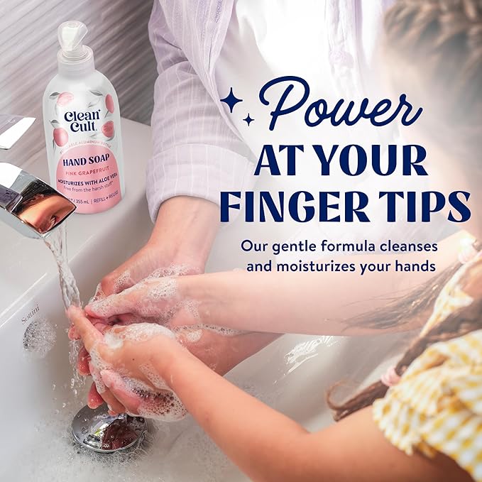 Cleancult Liquid Hand Soap Refill - Pink Grapefruit- Moisturizes Dry & Sensitive Skin - Made with Aloe Vera & Essential Oils - Eco Friendly - Paper-Based Packaging - 32 oz/1 Pack