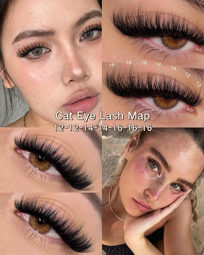 Spider Lash Clusters Wispy Eyelash Clusters Fluffy Lashes Clusters CC Curl Cluster Eyelash Extensions Light Volume Cluster Lashes 12-16mm Eyelashes Clusters for DIY Lash Extension