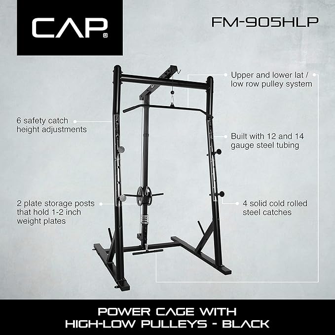 CAP Barbell Power Cage with High-Low Pulleys