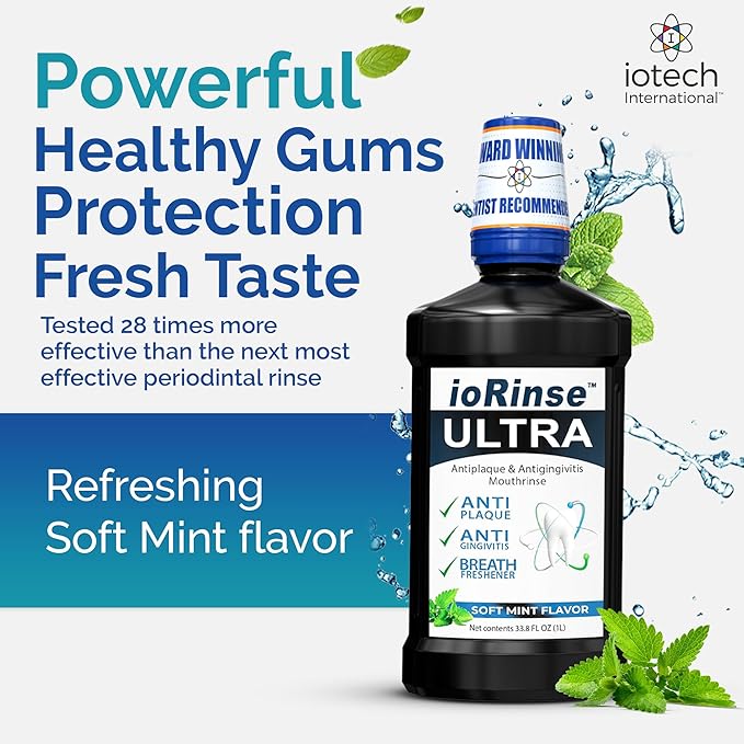 ioRinse Ultra Mouthwash is The Choice of 1,000s of Dentists as The Mouth Wash for Adults and Kids Oral Care and Hygiene. It's an Alcohol Free, Bad Breath Treatment and Gum mouthwash with Xylitol.